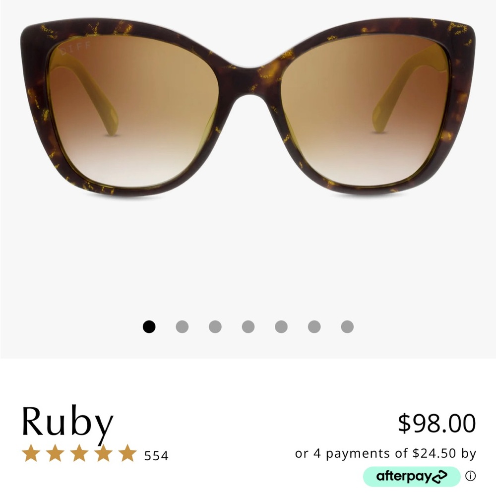 Diff Eyewear Ruby Gold Tortoise Flash Brown gradient polarized sunglasses.